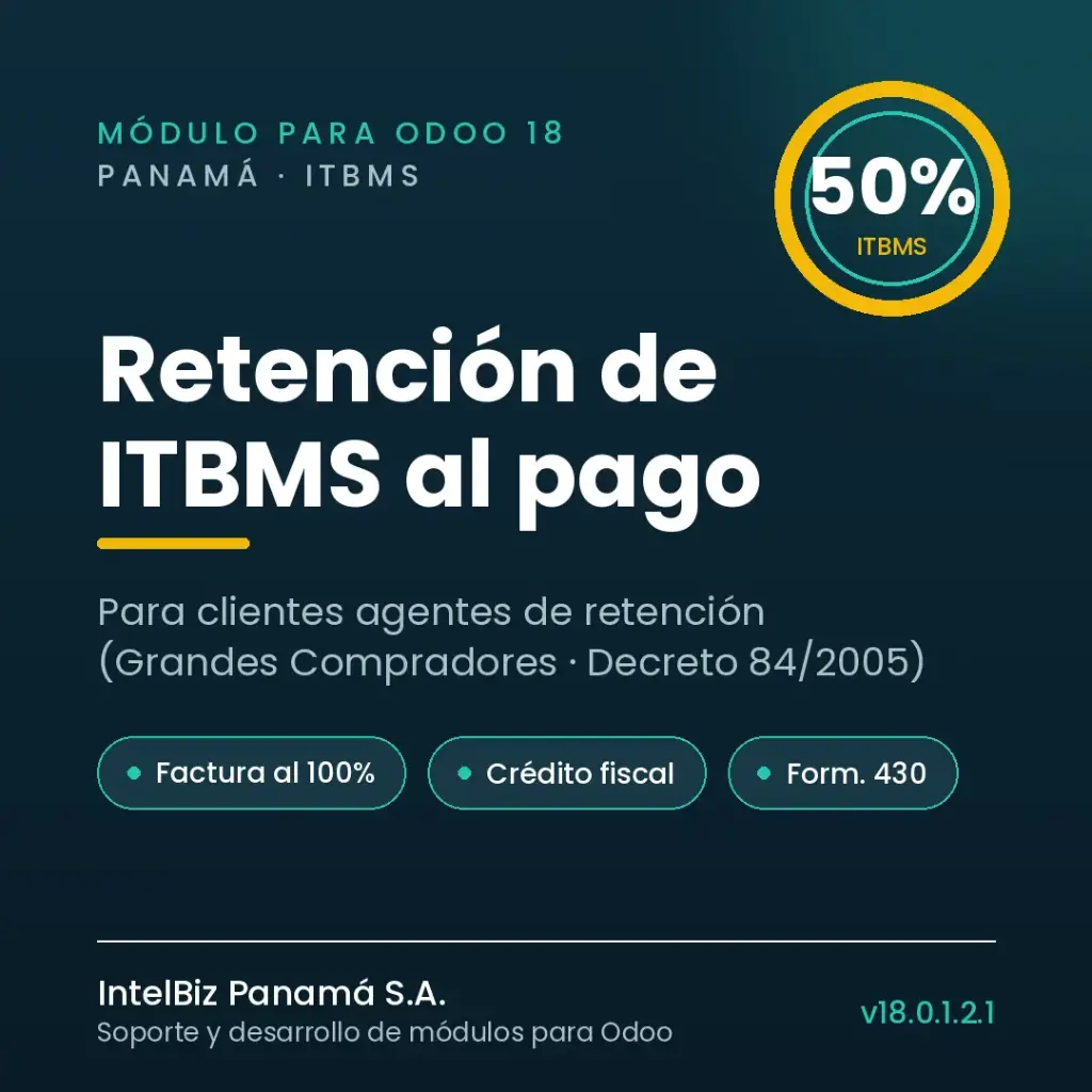 Retención de ITBMS al pago — Panamá / Odoo 18